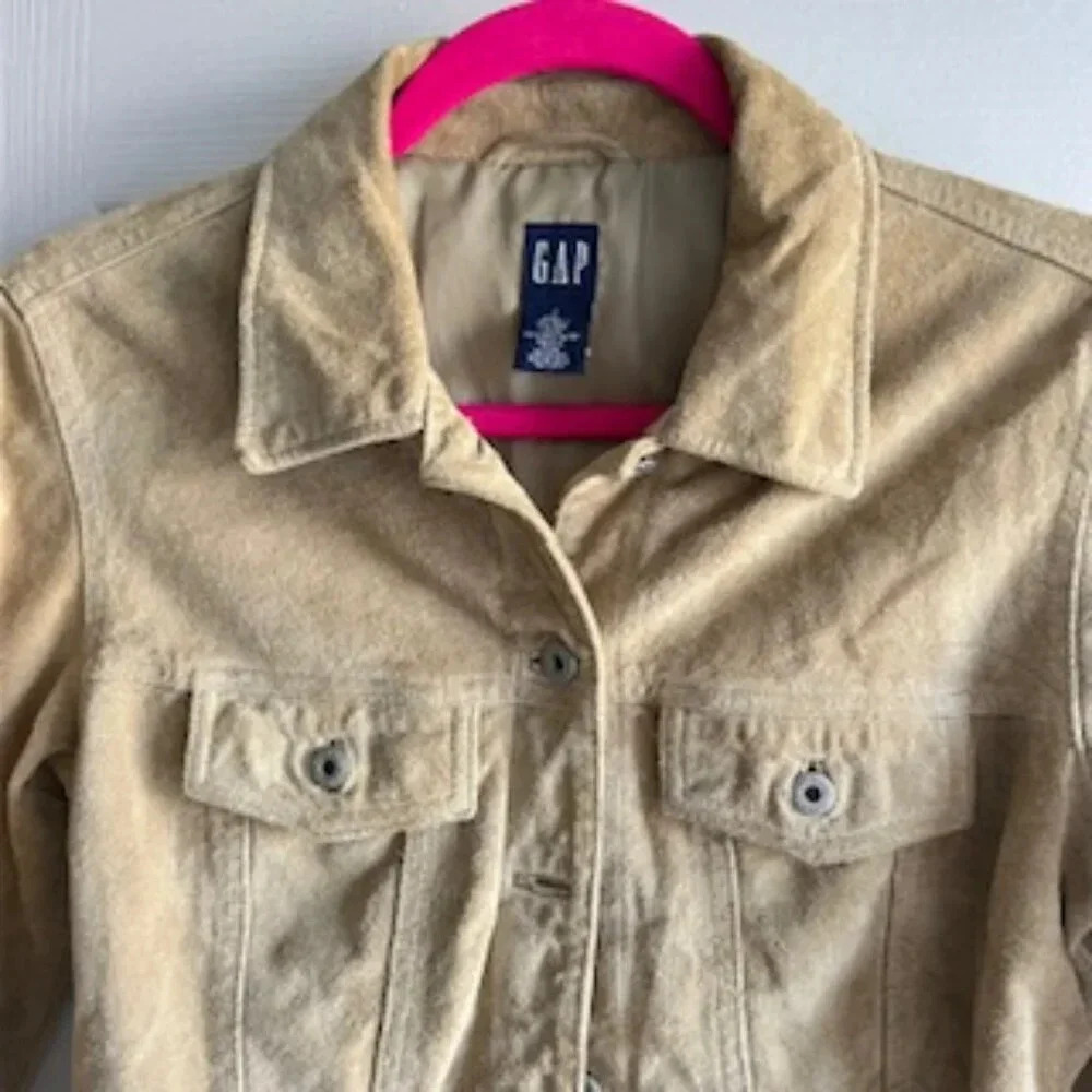 Ladie's/Teens GAP Cow Split Leather Jacket Y2K Size Small - Picture 2 of 5